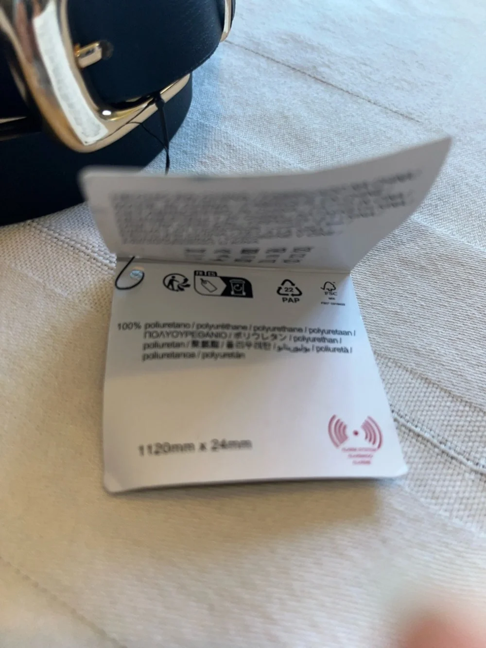 NWT Inditex Black Belt Gold Tone Buckle